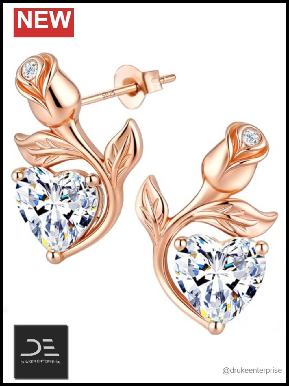 0.8 CT Rose Heart Lab Grown Moissanite Stud Earrings for Women 18K Rose Gold